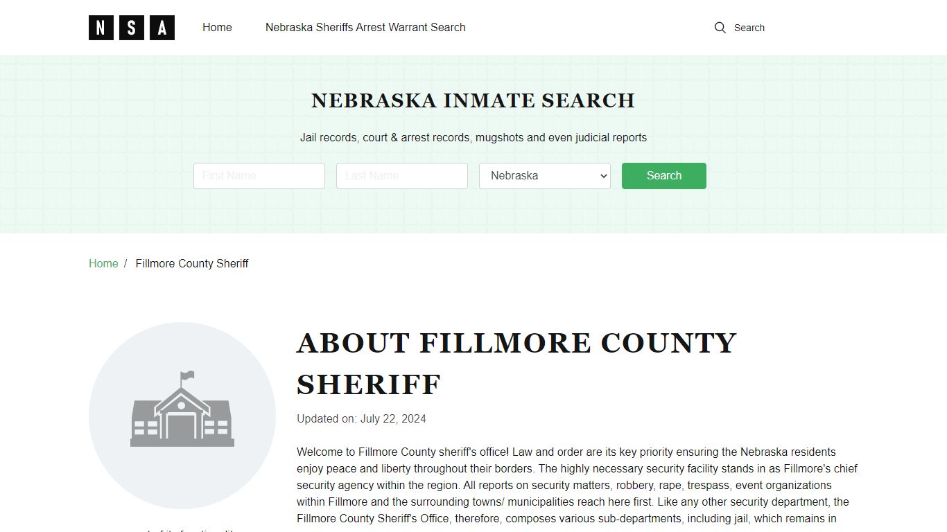 Fillmore County Sheriff, Nebraska and County Jail Information