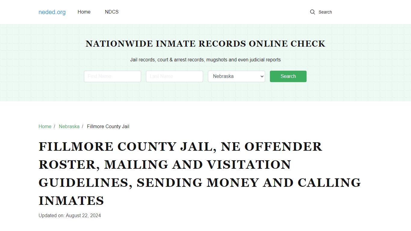 Fillmore County Jail, NE: Inmate Search, Visitation & Contact Info